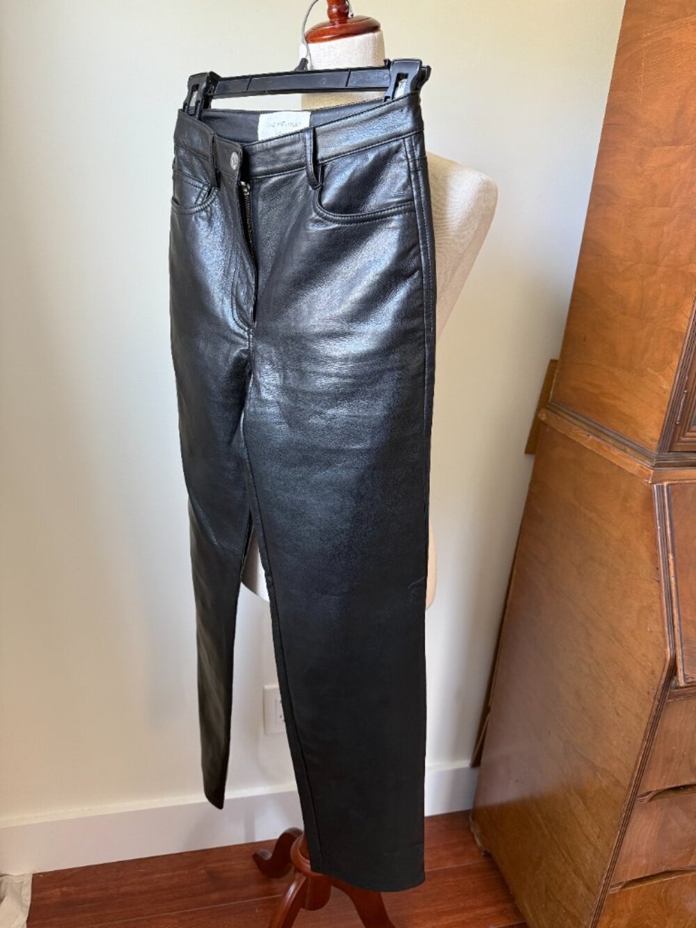 Wilfred Melina Vegan Leather Pants Black High Rise Straight Leg Size 0 - Picture 4 of 8